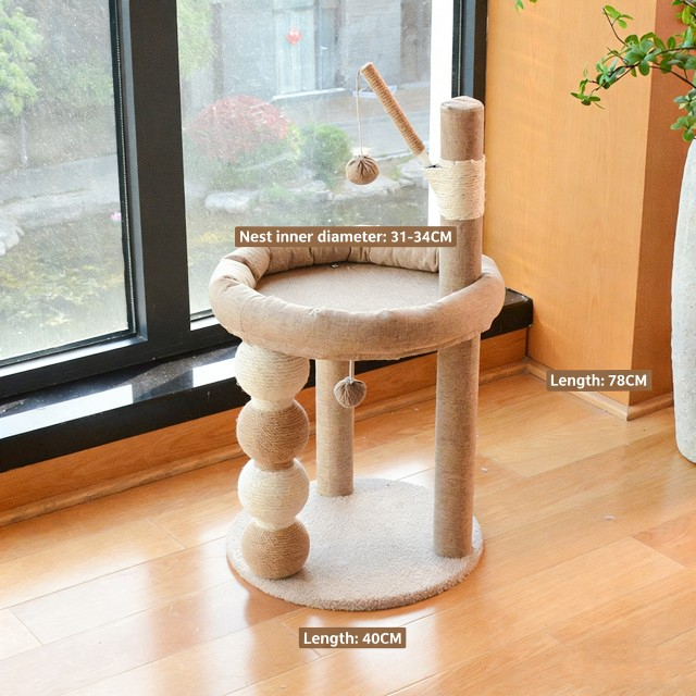 &Aacute;rbol para gatos con bola de sisal y rinc&oacute;n de felpa de lujo: refugio para mascotas multifuncional y ecol&oacute;gico