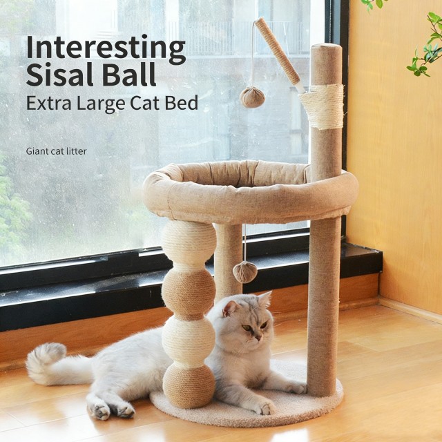 &Aacute;rbol para gatos con bola de sisal y rinc&oacute;n de felpa de lujo: refugio para mascotas multifuncional y ecol&oacute;gico