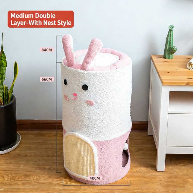 Arbre &agrave; chat en baril de sisal lapin mignon double couche Meduim avec style nid